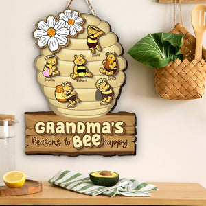 Personalized Gifts For Grandma Wood Sign Grandma's Reasons To Bee Happy 05htqn060224 - Wood Signs - GoDuckee