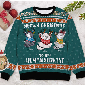 To My Human Servant-Personalized 3D Knitted Ugly Sweater-Gift For Cat Lover - AOP Products - GoDuckee