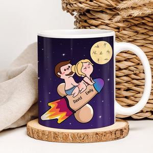 I Promise To Ride You To The Moon And Back - Personalized White Edge-to-edge mug - Funny Couple Gift - Coffee Mug - GoDuckee