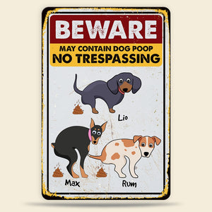 Beware May Contain Dog Poop - Personalized Metal Wall Art - Funny Gift For Dog Lovers - Metal Wall Art - GoDuckee