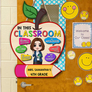 In This Classroom We Are A Family-Personalized 2 Layers Wood Sign- Gift For Teacher- Teacher Wood Sign - Wood Sign - GoDuckee