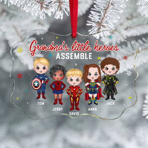 Grandma's Little Heroes Assemble, Personalized Medallion Acrylic Ornament PW-02NATN120923 - Ornament - GoDuckee