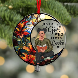 Just A Girl Who Loves Books- Personalized Suncatcher Ornament- Acrylic Custom Shape Ornament- Gift For Book Lover- Christmas Gift - Ornament - GoDuckee
