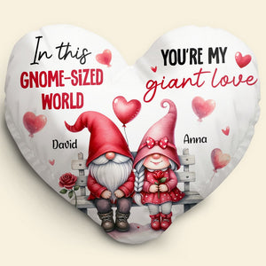 You're My Giant Love, Personalized Gnome Couple Heart-Shaped Pillow, Gift For Couple, Valentine's Gifts - Pillow - GoDuckee