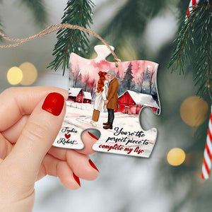 Couple, You're The Perfect Piece To Complete My Life, Personalized Ornaments, Christmas Gifts For Couple - Ornament - GoDuckee