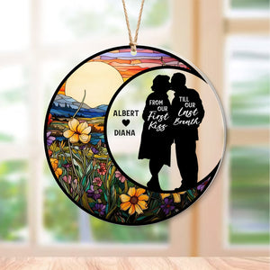 From Our First Kiss Till Our Last Breath-Personalized Suncatcher Ornament - Acrylic Custom Shape Ornament - Gift For Christmas-Old Couple Ornament - Ornament - GoDuckee