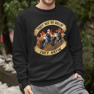 The Couple, They See Us Rollin, Personalized Shirt, Christmas Gifts For Couple Biker - Shirts - GoDuckee
