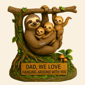 Sloth Dad Plaque - Personalized Gifts For Dad 01natn120525 - Shaped Plaques - GoDuckee