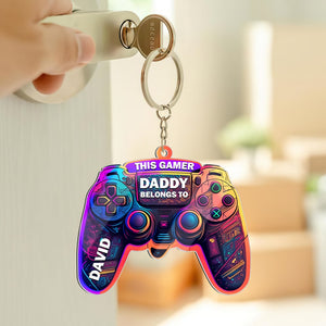Personalized Gifts For Dad Keychain This Gamer Belongs To - Keychains - GoDuckee