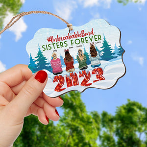 Sisters Forever-Personalized Medallion Wood Ornament- Gift For Sisters- Christmas Gift - Ornament - GoDuckee