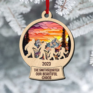 Big Foot family, Personalized 2 Layer Mix Ornament, Gifts For Family, Unique Christmas Gifts, Christmas Tree Decorations - Ornament - GoDuckee