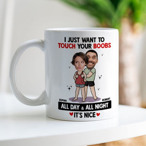 Touch Your Boobs, Custom Couple Mug Personalized, Mugs Custom Girlfriend, Gift For Couple - Coffee Mug - GoDuckee