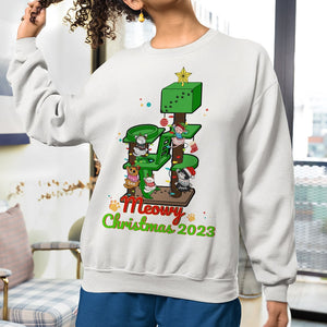 Cats, Meowy Christmas 2023, Personalized Shirt, Christmas Gift For Cat Lovers - Shirts - GoDuckee