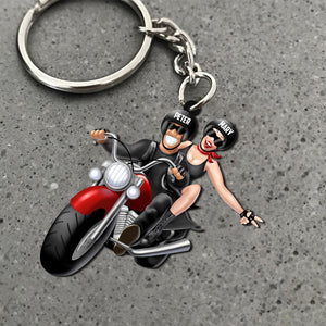 Motocycle Couple Personalized Keychain Biker Couple Gift - Keychains - GoDuckee