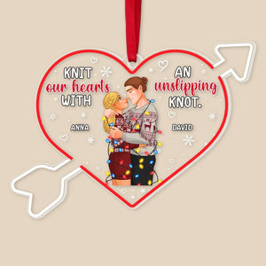 Knit Our Hearts With An Unslipping Knot, Personalized Ornament, Gift For Couple - Ornament - GoDuckee