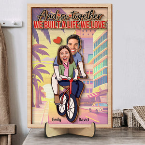 Custom Photo Gifts For Couple Wood Sign We Built A Life We Love - Wood Signs - GoDuckee