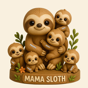 Personalized Gifts For Mom Plaque Mama Sloth 06natn150425 - Shaped Plaques - GoDuckee