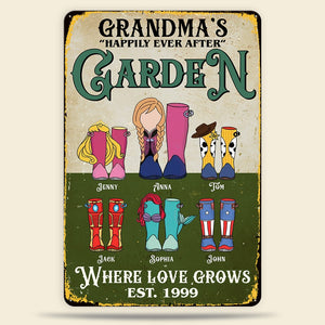 Personalized Gifts For Grandma Metal Sign Grandma's Garden Where Love Grows 05httn260224 - Metal Signs - GoDuckee