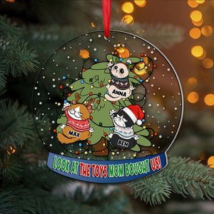 Cat, Look At The Toys Mom Bought Us, Personalized Ornament, Christmas Gifts For Cat Lovers - Ornament - GoDuckee