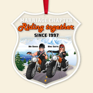 Riding Together Since, Personalized Acrylic Ornament, Christmas Gift For Biker Couple - Ornament - GoDuckee