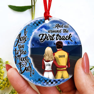 I Love You To The Moon & Back-Gift For Couple- Personalized Ornament - Ceramic Circle Ornament - Ornament - GoDuckee