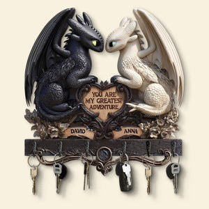 Dragon Couple Key Hanger - Personalized Gifts For Couple 01tgtn220525 - Wood Sign - GoDuckee