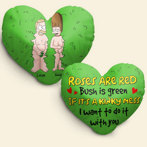 Personalized Gifts For Couple, Naughty Couple Hiding In Bush Heart Shaped Pillow 03qhtn090724hg - Pillow - GoDuckee
