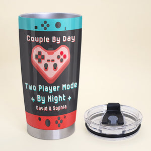 Couple By Day - Two Player Mode By Night, Personalized Tumbler, Gift For Gamer Couple, Valentine's Gifts - Tumbler Cup - GoDuckee
