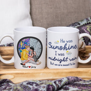 Cause He Was Sunshine, I Was Midnight Rain, Personalized Coffee Mug, Couple Gifts, Valentine Gifts - Coffee Mug - GoDuckee