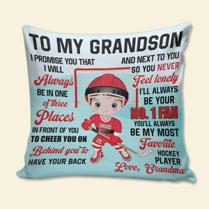 I'll Always Be Your No.1 Fan Personalized Square Pillow, Gift For Ice Hockey Lover, Gift For Son/Grandson - Pillow - GoDuckee