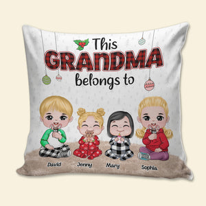 This Grandma Belongs To, Personalized Grandkids Square Pillow, Christmas Gift For Grandma, Family Gift - Pillow - GoDuckee