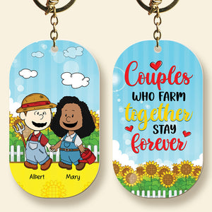 Personalized Gifts For Couple Farmer Keychain Couples Who Farm Together Stay Forever 04TOQN080225HG - Keychains - GoDuckee
