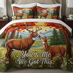 Deer Couple Personalized Gifts For Couple Quilt Bed Set You And Me We Got This 04natn110725 - Blanket - GoDuckee