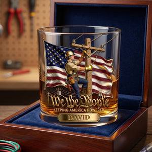 Keeping America Powered Whiskey Glass - Personalized Gifts For Lineman 01PGLU150626 - Glass - GoDuckee