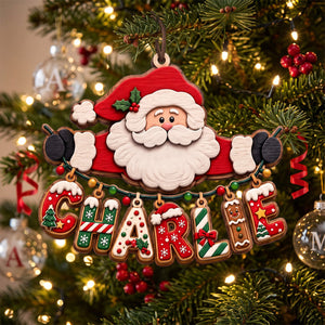 Festive Santa Name Art Ornament - Personalized Christmas Gift 04qhtn110926 - Ornament - GoDuckee