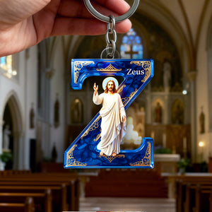 Jesus Christ Devotional Initial Keychain - Personalized Gift For Christian 03HULU300126 - Keychains - GoDuckee
