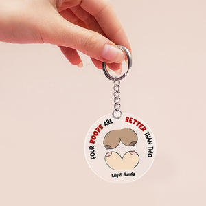 Four Boobs Are Better Than Two, Gift For Couple, Personalized Keychain, LGBT Lesbian Couple Keychain, Couple Gift - Keychains - GoDuckee