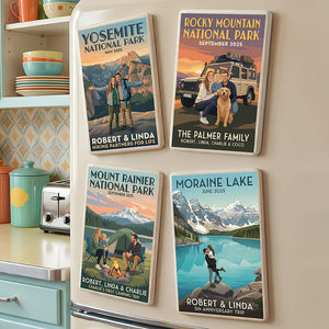 Memorable Trips Retro Fridge Magnet, Custom Photo Gifts For Camper, Hiker, Trekkers, Outdoor Enthusiasts 03qhdt241225 - Fridge Magnet - GoDuckee