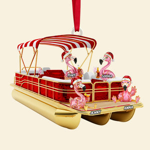 Flamingo Pontoon Christmas Acrylic Ornament Personalized Gifts For Family 02ohtn180825 - Ornament - GoDuckee