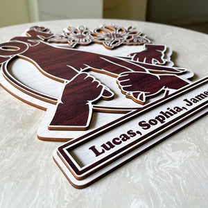 Personalized Gifts For Mother Wood Sign Mom Holding Children's Hands - Wood Signs - GoDuckee