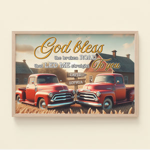 Personalized Gifts For Couple Canvas Print 03ohtn111224 God Bless The Broken Road That Led Me Straight To You - Poster & Canvas - GoDuckee
