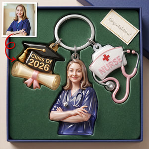 Proud Nurse Graduate Tag Keychain - Personalized Custom Photo Gift For Nurses 01NATN090526 - Keychains - GoDuckee