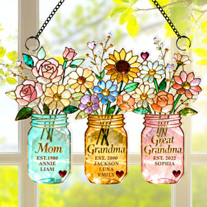 Mom Flower Suncatcher Ornament - Personalized Mothers Day Gifts 02NAQN100226 - Ornament - GoDuckee