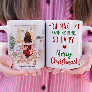 You Make Me And My Penis So Happy! Merry Christmas! Personalized Coffee Mug- Gift For Him/ Gift For Her- Christmas Gift- Couple Coffee Mug - Coffee Mug - GoDuckee