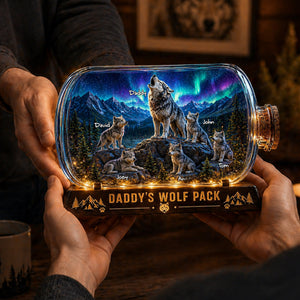 Wolf Dad and Kids Acrylic Plaque - Personalized Gifts For Dad 04tolu280426 - Shaped Plaques - GoDuckee