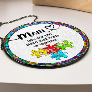 Personalized Gifts For Mom Stained Glass, Colorful Puzzle Pieces Mother's Day 02ACDT240325 - Ornament - GoDuckee