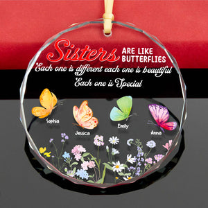 Personalized Gifts For Sisters Christmas Ornament Butterflies Wild Flower 02xqtn261124 - Ornament - GoDuckee