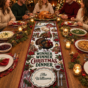 Winner Winner Christmas Dinner Quilted Table Runner - Personalized Christmas Gifts 07padt150826