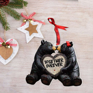 Bear Couple Hugging Together Furever Personalized Flat Acrylic Ornament,Christmas Gift Idea For Couple 04QHHN071123 - Ornament - GoDuckee