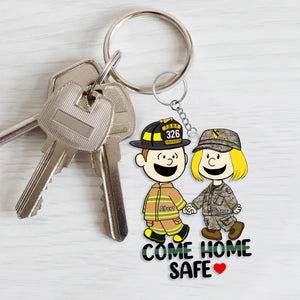 Personalized Gifts For Couple Keychain, Come Home Safe Custom Job Costume 02QHQN130125 - Keychains - GoDuckee